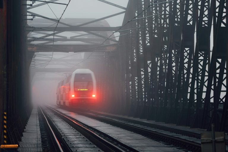 Train on the railway bridge